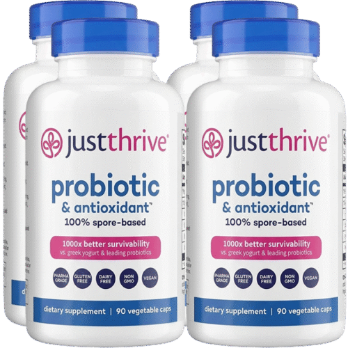 Pack of 4 600 Just Thrive Spore Probiotic – 90 Count (Pack 4)